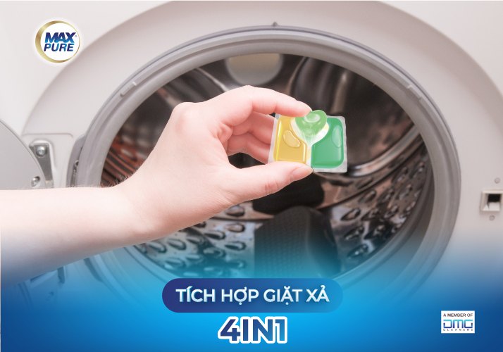 Tích hợp 4 tính năng trong 1 viên giặt