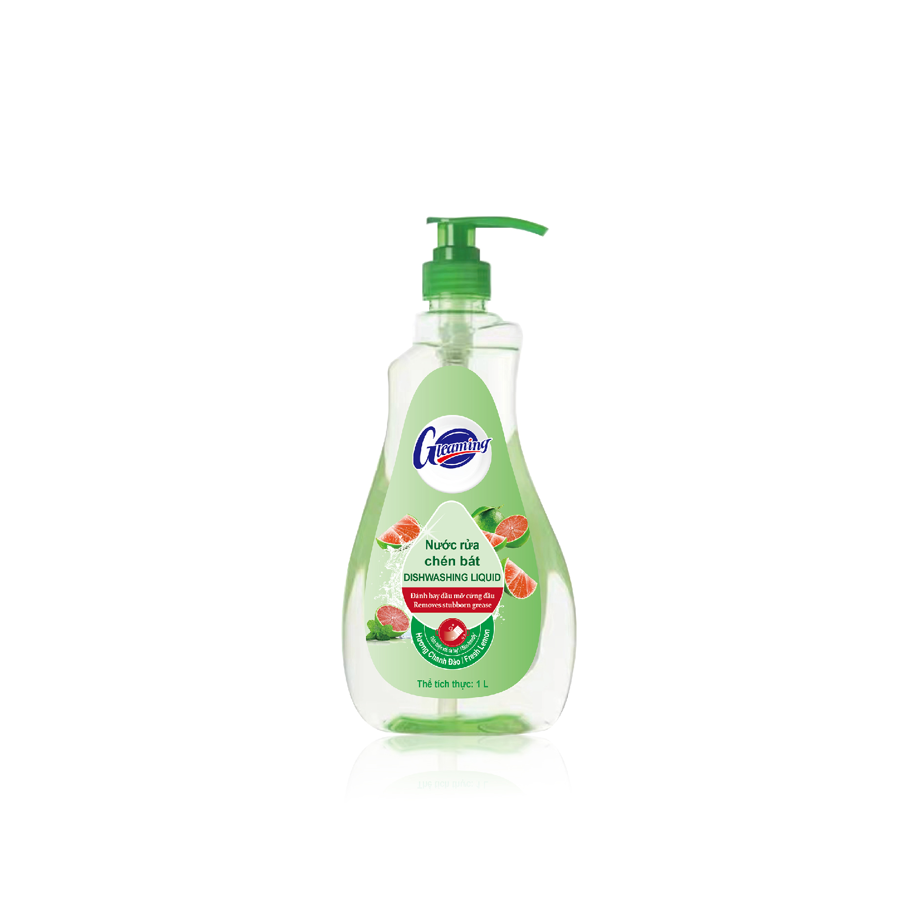 Chai Nước Rửa Chén Bát Gleaming Hương Chanh Đào 1L