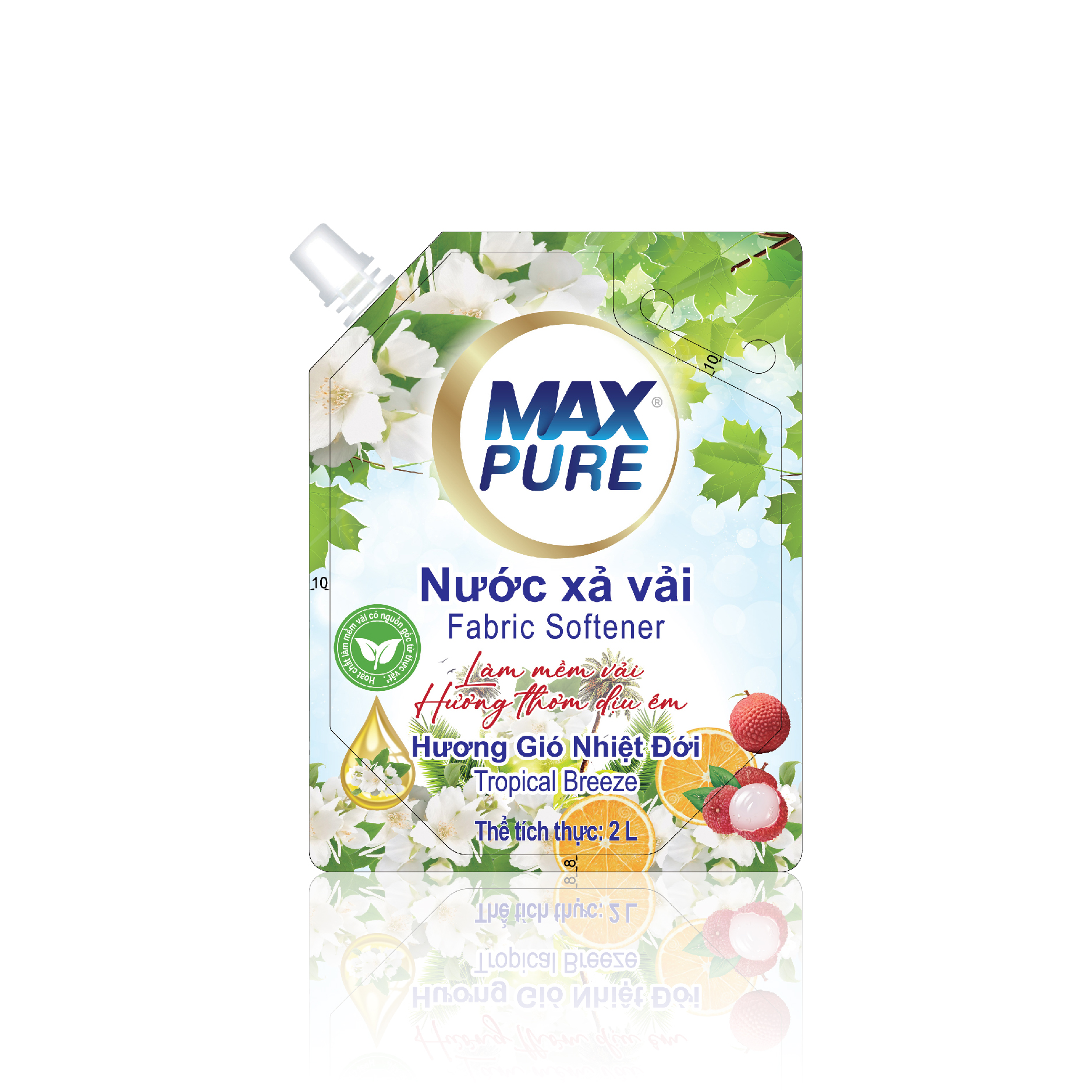 Túi Nước Xả Vải Maxpure Hương Gió Nhiệt Đới 2L