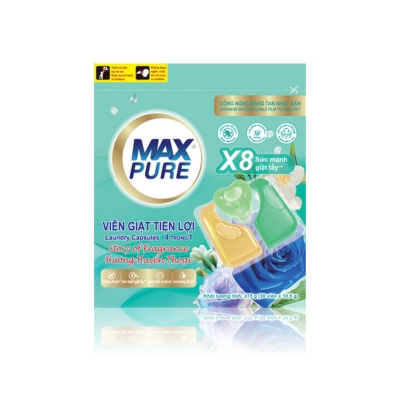 [Mẫu mới] Túi 30 Viên Giặt Tiện Lợi Maxpure 4in1- Công Nghệ Carezyme Hương Huyền Thoại