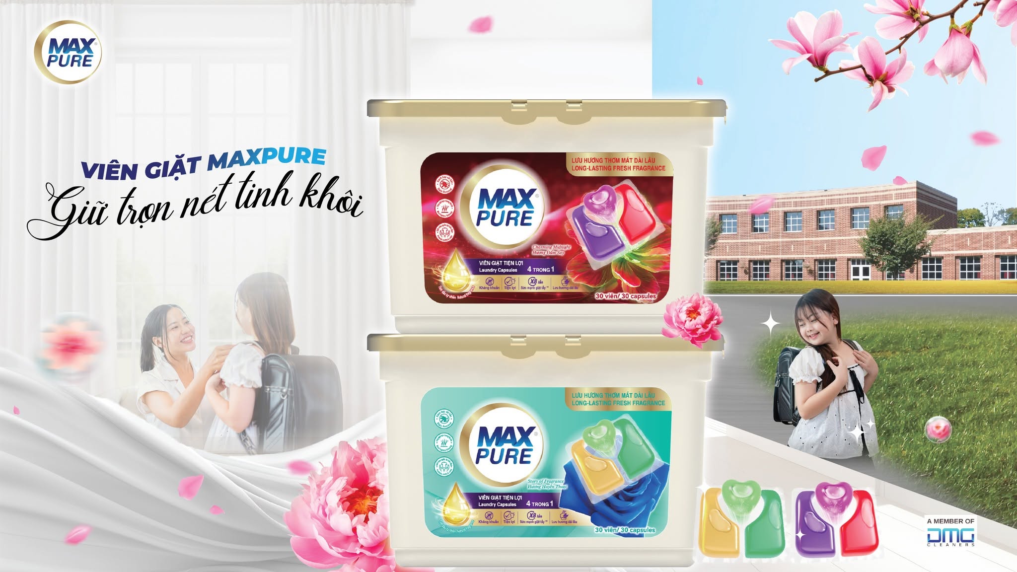 viên giặt Maxpure 8 in 1 cho đồng phục học sinh